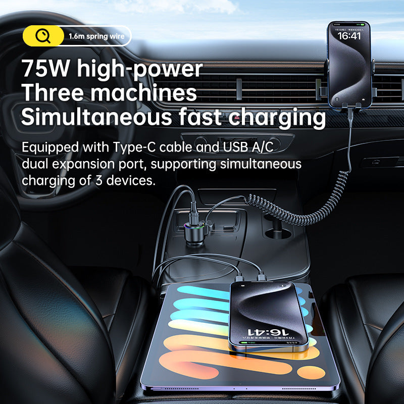 Car Charger With Spring Wire